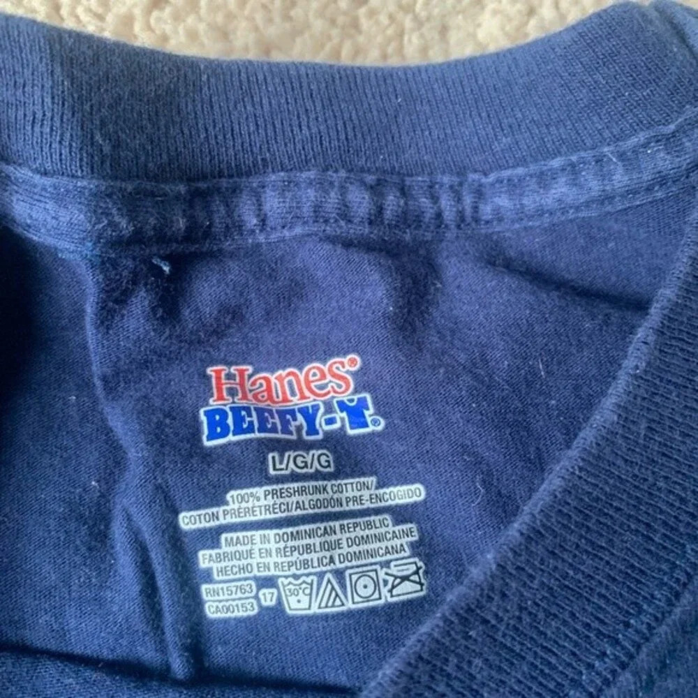 The Salty Dog Cafe T-shirt Hilton Head Navy Blue Red Patriotic Size M L - Picture 4 of 5